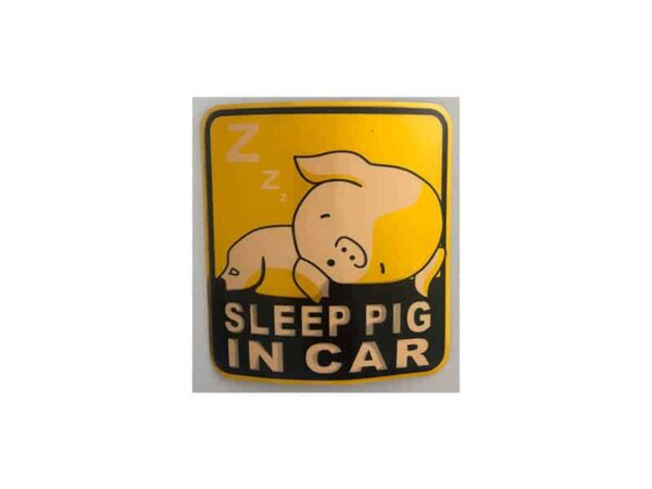 Kleebise Sleep Pig in Car 115mm x 115mm