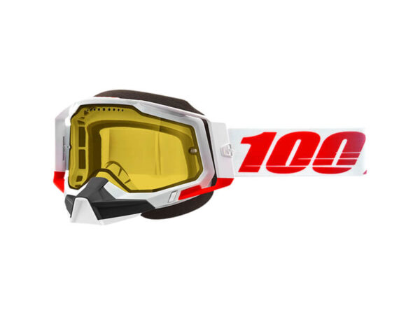 100% Prillid Racecraft 2 Snow Must - Punane - Valge - Kollase klaasiga