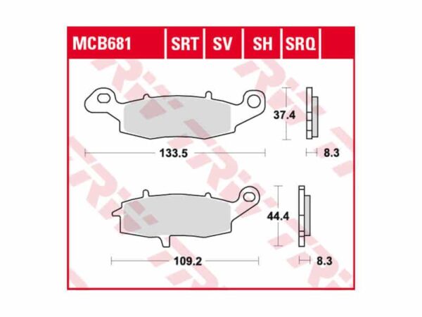 Piduriklotsid TRW MCB681SH PIDURIOSAD