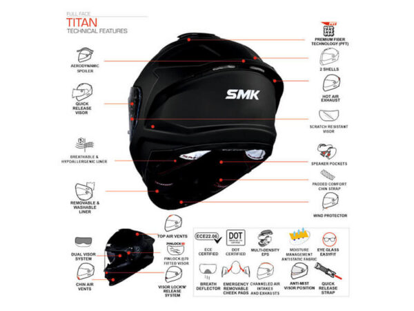 Kiiver SMK GL200 Must/Läikiv - S - SMK0114/20/GL200/S